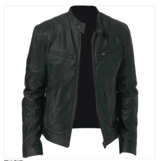 2023 men's slim fit black leather motorcycle jacket with diagonal zipper and stand collar