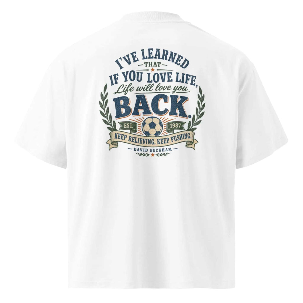Progress Over Perfection oversized tee with dropped shoulders and wide collar promoting daily motivation
