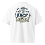 Progress Over Perfection oversized tee with dropped shoulders and wide collar promoting daily motivation