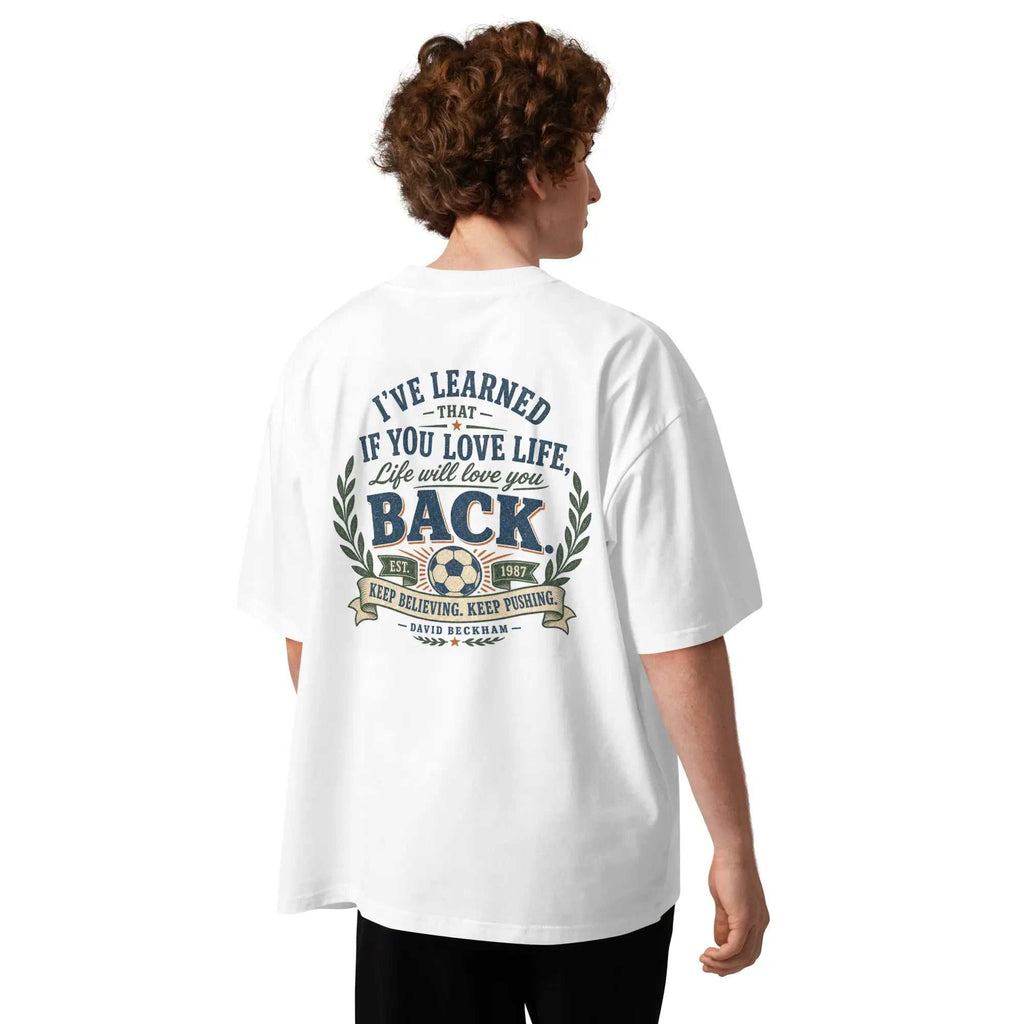 Progress Over Perfection oversized tee with dropped shoulders and wide collar for daily motivation