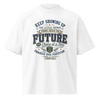 Progress Over Perfection oversized tee with dropped shoulders and wide collar for daily motivation