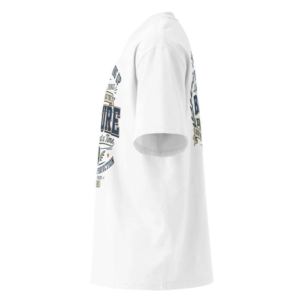 Progress Over Perfection oversized tee with dropped shoulders and wide collar for daily motivation