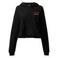 Escape The Ordinary crop hoodie with raw hem and dropped shoulder streetwear design