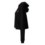 Escape The Ordinary crop hoodie with raw hem and dropped shoulders streetwear style