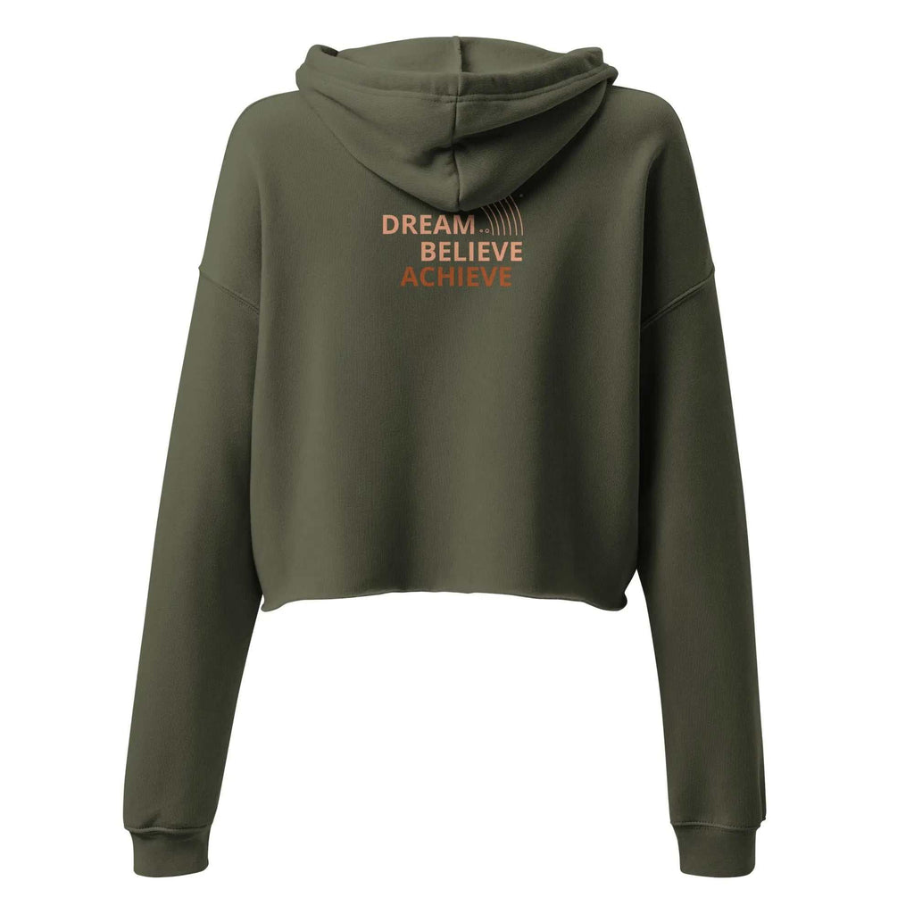 Escape The Ordinary crop hoodie with raw hem and dropped shoulders in streetwear style