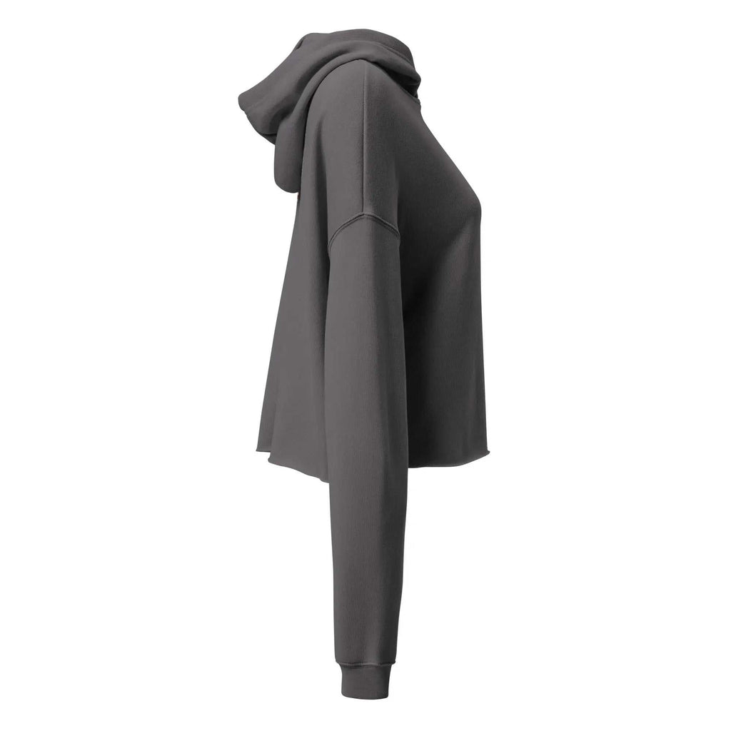 Escape The Ordinary crop hoodie with raw hem and dyed drawstrings in streetwear style
